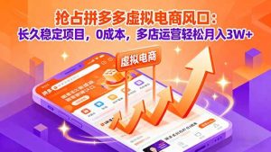 抢占拼多多虚拟电商风口：长久稳定项目，0成本，多店运营轻松月入3W+ – 战狼项目网_分享创业资讯_最新网络项目资源-生财有道