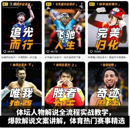 体坛人物解说全流程实战教学，爆款解说文案讲解，体育热门赛事精选 – 战狼项目网_分享创业资讯_最新网络项目资源-生财有道