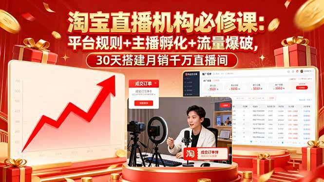 淘宝直播机构必修课：平台规则/主播孵化/流量爆破,30天搭建月销千万直播间 – 战狼项目网_分享创业资讯_最新网络项目资源-生财有道