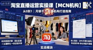 淘宝直播运营实操课【MCN机构】，从0到1做一家月销千W的直播机构 – 战狼项目网_分享创业资讯_最新网络项目资源-生财有道