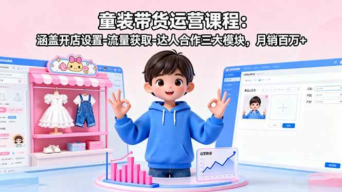 童装带货运营课程：涵盖开店设置-流量获取-达人合作三大模块，月销百万+ – 战狼项目网_分享创业资讯_最新网络项目资源-生财有道
