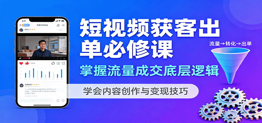 短视频获客出单必修课：掌握流量成交底层逻辑，学会内容创作与变现技巧 – 战狼项目网_分享创业资讯_最新网络项目资源-生财有道