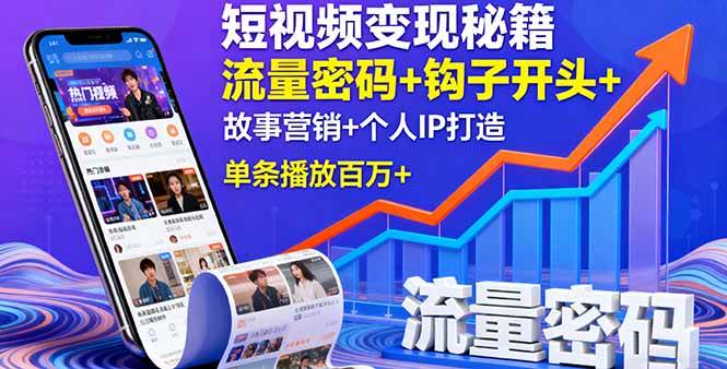 短视频变现秘籍，流量密码+钩子开头+故事营销+个人IP打造，单条播放百万+ – 战狼项目网_分享创业资讯_最新网络项目资源-生财有道