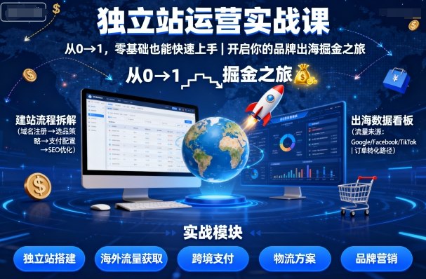 独立站运营实战课，​从0到1，零基础也能快速上手，开启你的品牌出海掘金之旅 – 战狼项目网_分享创业资讯_最新网络项目资源-生财有道