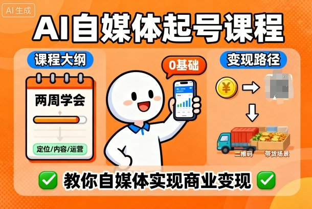 AI自媒体起号课程，0基础小白两周学会，教你自媒体实现商业变现 – 战狼项目网_分享创业资讯_最新网络项目资源-生财有道