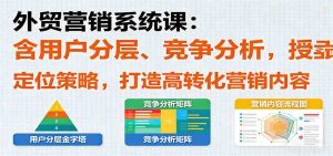 外贸营销系统课:含用户分层、竞争分析,授卖品、定位策略,打造高转化营销内容 – 战狼项目网_分享创业资讯_最新网络项目资源-生财有道