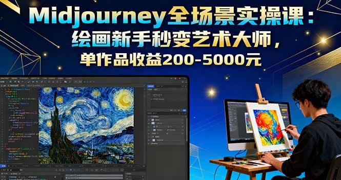 Midjourney全场景实操课：绘画新手秒变艺术大师，单作品收益200-5000元 – 战狼项目网_分享创业资讯_最新网络项目资源-生财有道
