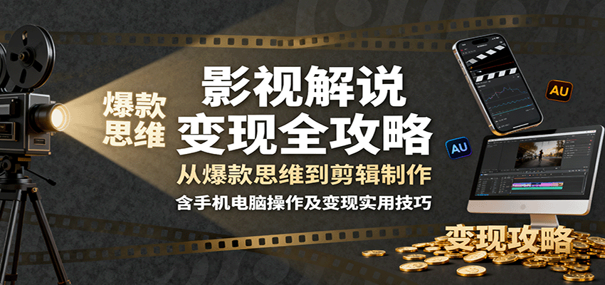影视解说变现全攻略：从爆款思维到剪辑制作，含手机电脑操作及变现实用技巧 – 战狼项目网_分享创业资讯_最新网络项目资源-生财有道