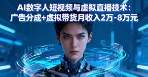 AI数字人短视频与虚拟直播技术：广告分成+虚拟带货月收入2万-8万元 – 战狼项目网_分享创业资讯_最新网络项目资源-生财有道