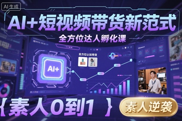AI+短视频带货新范式全方位达人孵化课，素人也可以从0到1，全方位认知短视频带货 – 战狼项目网_分享创业资讯_最新网络项目资源-生财有道