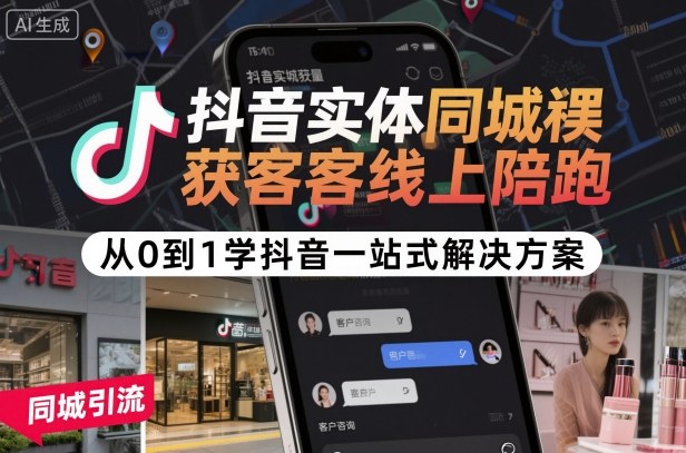 抖音实体同城获客线上陪跑，从0到1学抖音一站式解决方案 – 战狼项目网_分享创业资讯_最新网络项目资源-生财有道