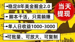 稳定8年美金掘金2.0脚本干活，只需躺赚。单人日收益1000-3000可批量、… – 战狼项目网_分享创业资讯_最新网络项目资源-生财有道
