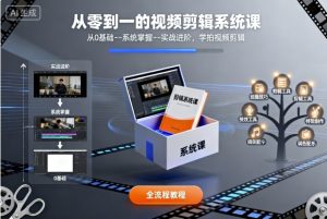 从零到一的视频剪辑系统课，从0基础–系统掌握–实战进阶，学拍视频剪辑 – 战狼项目网_分享创业资讯_最新网络项目资源-生财有道