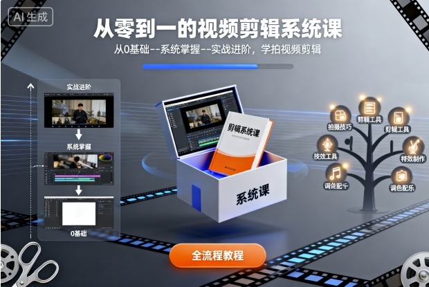 从零到一的视频剪辑系统课，从0基础–系统掌握–实战进阶，学拍视频剪辑 – 战狼项目网_分享创业资讯_最新网络项目资源-生财有道