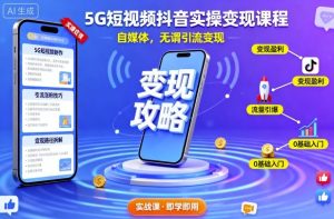 5G短视频抖音实操变现课程，自媒体，无谓引流变现 – 战狼项目网_分享创业资讯_最新网络项目资源-生财有道