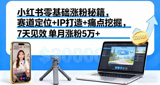 小红书零基础涨粉秘籍，赛道定位+IP打造+痛点挖掘，7天见效 单月涨粉5万+ – 战狼项目网_分享创业资讯_最新网络项目资源-生财有道