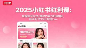 2025小红书红利课：掌握账号定位/爆款内容/变现路径，新手起号30天变现2w+ – 战狼项目网_分享创业资讯_最新网络项目资源-生财有道