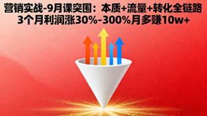 营销实战-9月突围课:本质+流量+转化全链路 3个月利润涨30%-300%月多赚10w+ – 战狼项目网_分享创业资讯_最新网络项目资源-生财有道