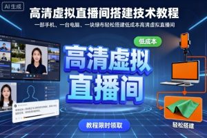 高清虚拟直播间搭建技术教程，一部手机、一台电脑、一块绿布轻松搭建低成本高清虚拟直播间 – 战狼项目网_分享创业资讯_最新网络项目资源-生财有道