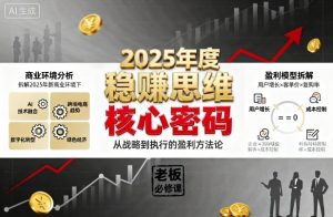 2025年度稳賺思维老板创业营,拆解2025年新商业环境下,企业实现持续盈利的核心密码 – 战狼项目网_分享创业资讯_最新网络项目资源-生财有道