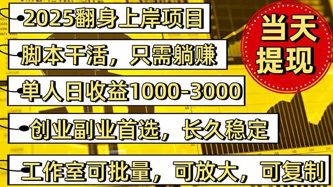 稳定八年美金掘金2.0脚本干活，只需躺赚。单人日收益1000-3000可批量、… – 战狼项目网_分享创业资讯_最新网络项目资源-生财有道