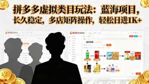 拼多多虚拟类目玩法，蓝海项目，长久稳定，多店矩阵操作，轻松日进1K+ – 战狼项目网_分享创业资讯_最新网络项目资源-生财有道