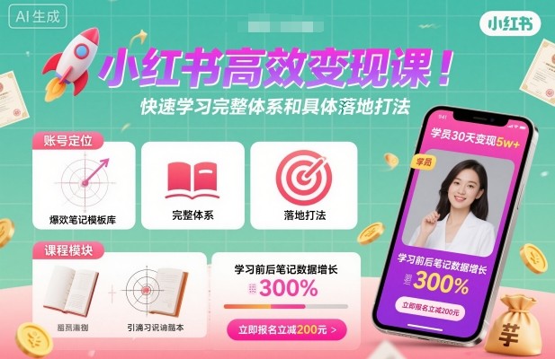 小红书高效变现课，快速学习小红书完整体系和具体落地打法 – 战狼项目网_分享创业资讯_最新网络项目资源-生财有道