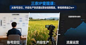 三农IP变现课:从账号定位、内容生产到流量运营全链路覆盖,单视频佣金2w+ – 战狼项目网_分享创业资讯_最新网络项目资源-生财有道