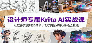 设计师专属Krita AI实战课:从软件安装到3D转换,3天掌握AI辅助手绘全技能 – 战狼项目网_分享创业资讯_最新网络项目资源-生财有道