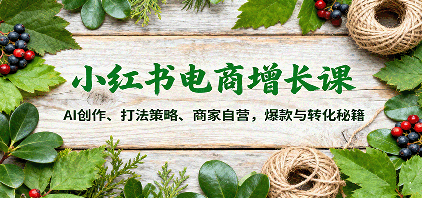 小红书电商增长课：AI创作、打法策略、商家自营，爆款与转化秘籍 – 战狼项目网_分享创业资讯_最新网络项目资源-生财有道