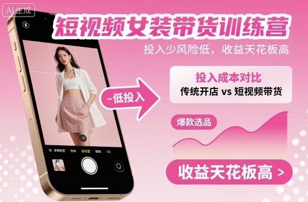 短视频女装带货训练营，投入少风险低，收益天花板高 – 战狼项目网_分享创业资讯_最新网络项目资源-生财有道