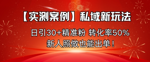 【实测案例】私域新玩法，日引30+精准粉，转化率50%，新人照做也能出单！ – 战狼项目网_分享创业资讯_最新网络项目资源-生财有道