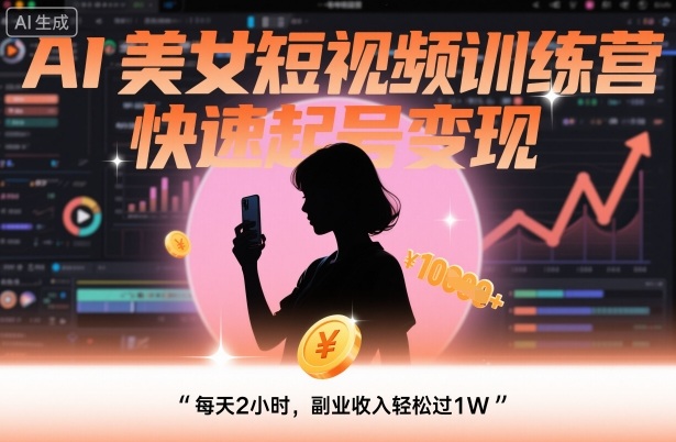 AI美女短视频训练营，快速起号变现，每天2小时，副业收入轻松过1W – 战狼项目网_分享创业资讯_最新网络项目资源-生财有道
