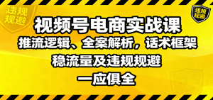 视频号电商实战课：推流逻辑、全案解析，话术框架，稳流量及违规规避等 – 战狼项目网_分享创业资讯_最新网络项目资源-生财有道