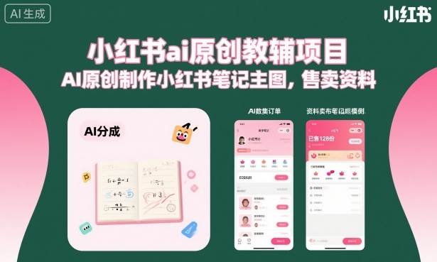 小红书ai原创教辅项目，AI原创制作小红书笔记主图，售卖资料 – 战狼项目网_分享创业资讯_最新网络项目资源-生财有道
