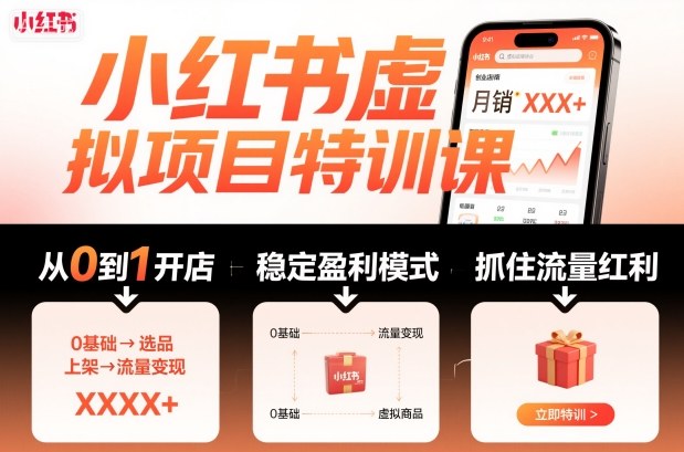 小红书虚拟项目特训课，帮你从0到1打造稳定盈利的店铺，抓住流量红利（更新9月） – 战狼项目网_分享创业资讯_最新网络项目资源-生财有道