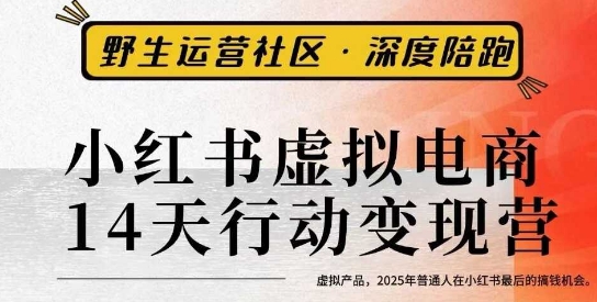 小红书虚拟电商14天变现训练营3.0，​虚拟产品，2025年普通人在小红书最后的搞钱机会 – 战狼项目网_分享创业资讯_最新网络项目资源-生财有道