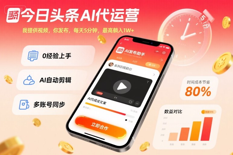 今日头条AI代运营，我提供视频，你发布，每天5分钟，最高躺入1W+【揭秘】 – 战狼项目网_分享创业资讯_最新网络项目资源-生财有道