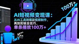 AI+短视频变现10月课：从AI工具到爆款视频制作+剪辑全技巧 单条播放100w+ – 战狼项目网_分享创业资讯_最新网络项目资源-生财有道