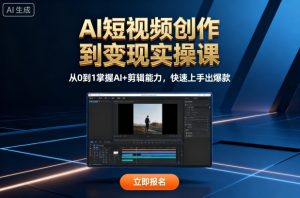 AI短视频创作到变现实操课，从0到1掌握AI+剪辑能力，快速上手出爆款（更新10月） – 战狼项目网_分享创业资讯_最新网络项目资源-生财有道
