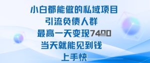 2025年小白都能做的私域项目引流负债人群最高一天变现1k+高变现难度低当天就能见到钱上手快 – 战狼项目网_分享创业资讯_最新网络项目资源-生财有道
