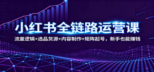 小红书全链路运营课:流量逻辑+选品货源+内容制作+矩阵起号,新手也能赚钱 – 战狼项目网_分享创业资讯_最新网络项目资源-生财有道