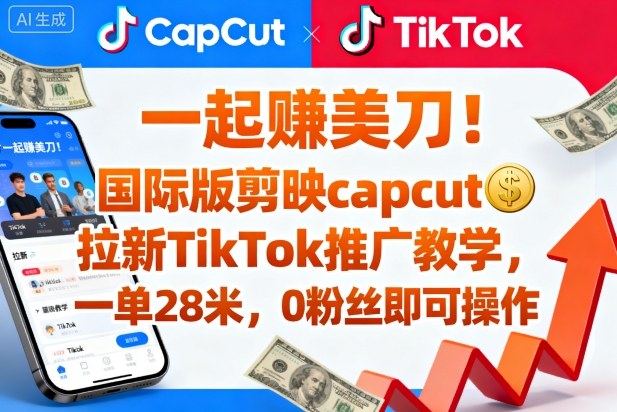 一起賺美刀！国际版剪映capcut拉新TikTok推广教学，一单28米，0粉丝即可操作（附推广入口和教学） – 战狼项目网_分享创业资讯_最新网络项目资源-生财有道