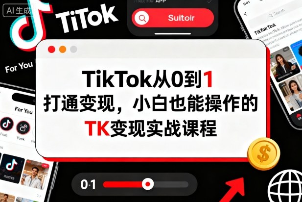 TikTok从0到1打通变现，小白也能操作的TK变现实战课程 – 战狼项目网_分享创业资讯_最新网络项目资源-生财有道