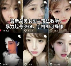 最新AI美女图文玩法教学，暴力起号涨粉，手机即可操作 – 战狼项目网_分享创业资讯_最新网络项目资源-生财有道