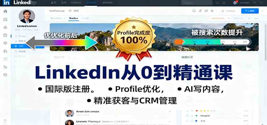 LinkedIn从0到精通课：国际版注册，Profile优化，AI写内容，精准获客与CRM管理 – 战狼项目网_分享创业资讯_最新网络项目资源-生财有道