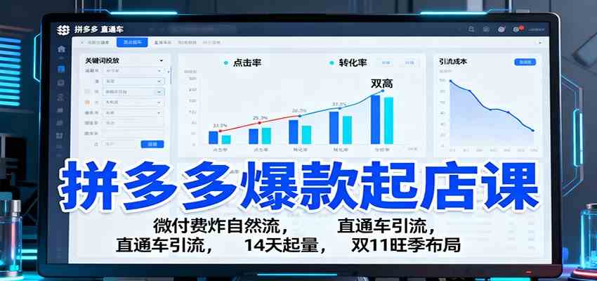 拼多多爆款起店课：微付费炸自然流，直通车引流，14天起量，双11旺季布局 – 战狼项目网_分享创业资讯_最新网络项目资源-生财有道