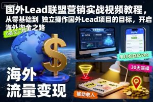 国外Lead联盟营销实战视频教程，从零基础到独立操作国外Lead项目的目标，开启海外淘金之路 – 战狼项目网_分享创业资讯_最新网络项目资源-生财有道