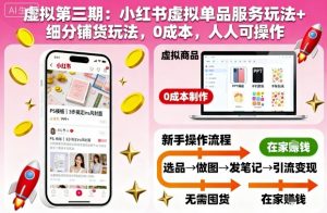 虚拟第三期：小红书虚拟单品服务玩法+细分铺货玩法，0成本，人人可操作 – 战狼项目网_分享创业资讯_最新网络项目资源-生财有道