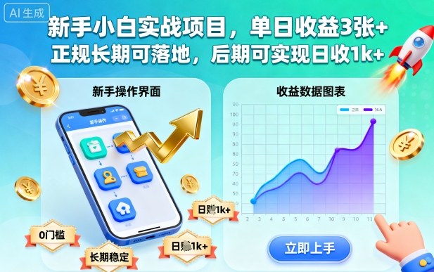 新手小白实战项目，单日收益3张+，正规长期可落地，后期可实现日收1k+【揭秘】 – 战狼项目网_分享创业资讯_最新网络项目资源-生财有道